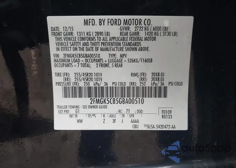 2016 Ford Flex Sel z USA, uszkodzony, nr VIN 2FMGK5C85GBA00510